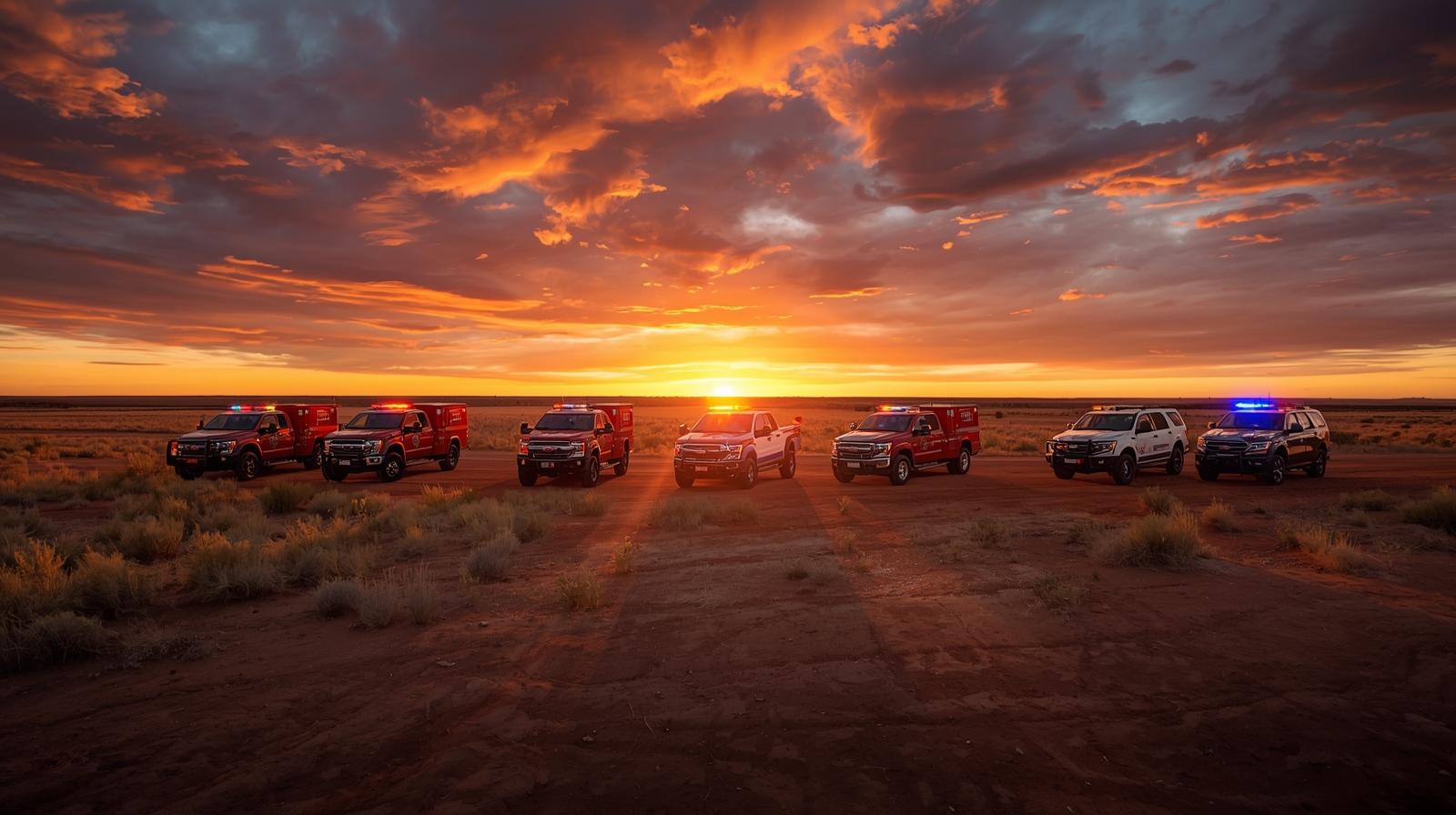 fleet of emergency vehicles